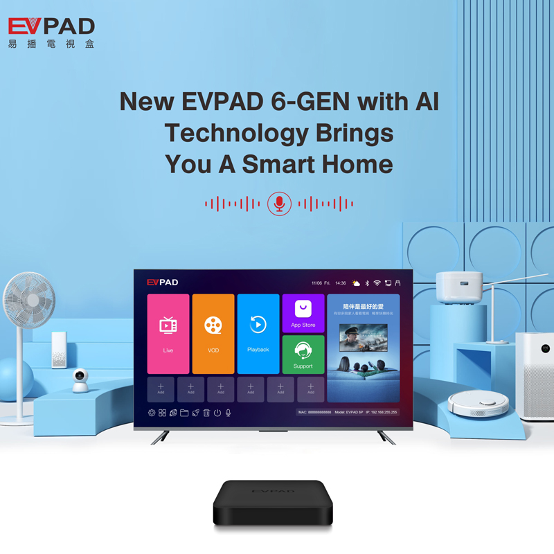 2022 Latest EVPAD 6P Smart 6K TV Box